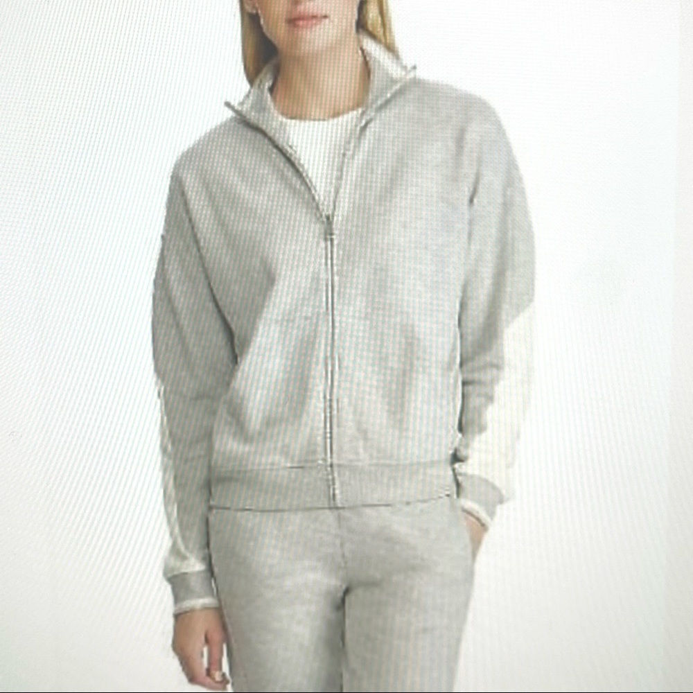 NWT Ralph Lauren Color Block Grey/Cream Terry Track Jacket